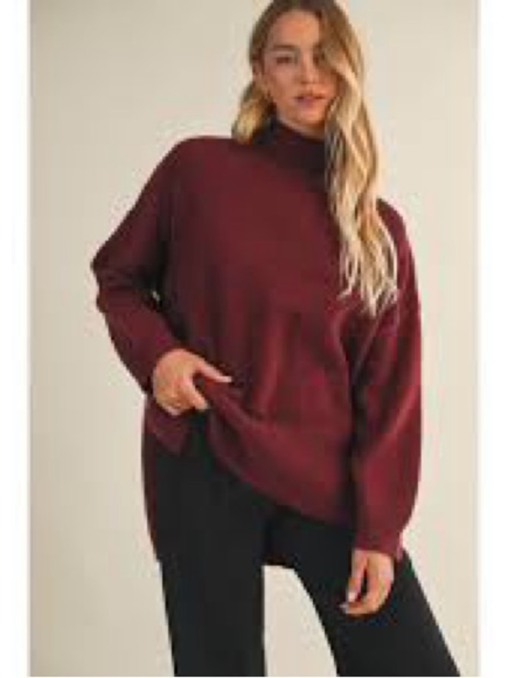 NWOT SIZE M MUSTARD SEED Oversized Mock Neck Sweater in Chocolate Brown Cozy